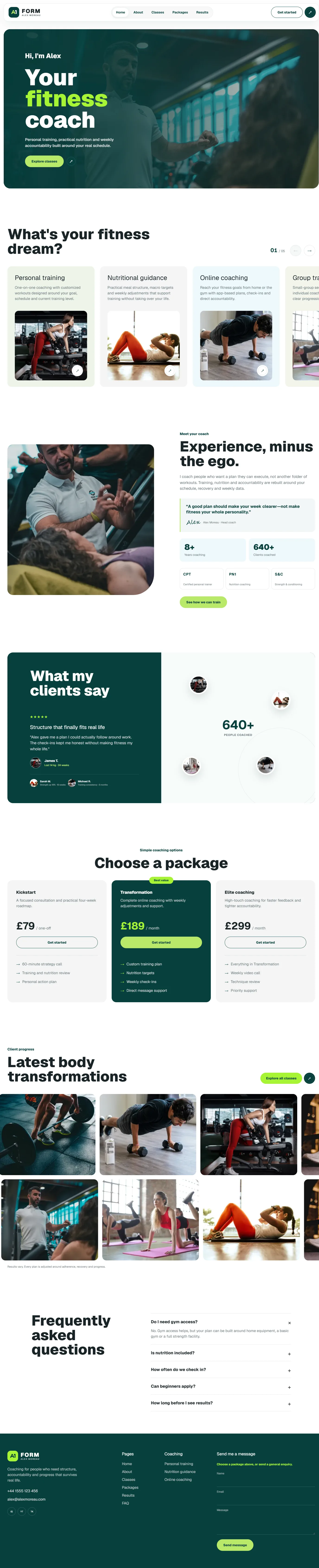 A1 Form Fitness - full website preview