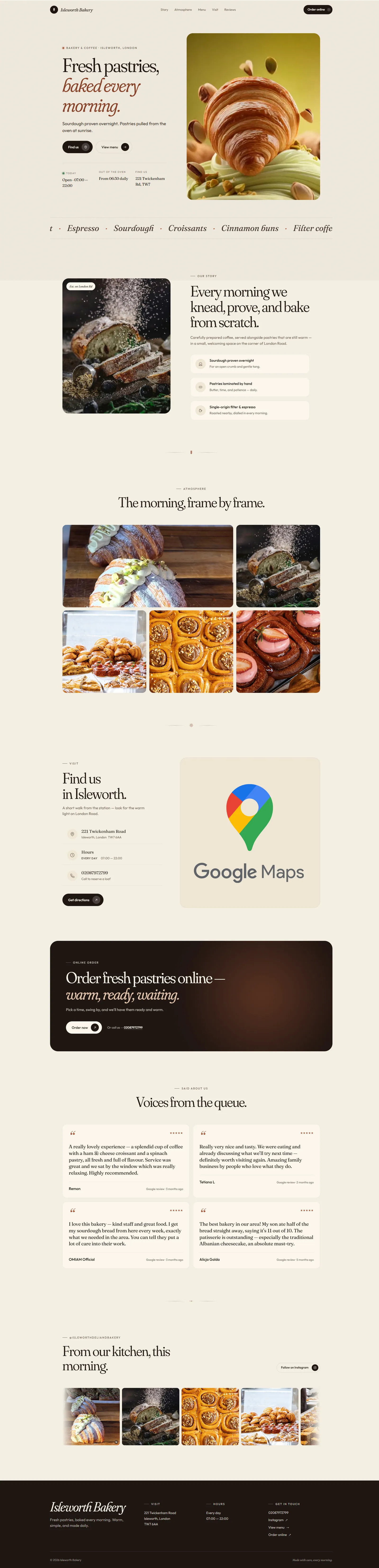 Isleworth Bakery — full website preview built by lyt.studio in London