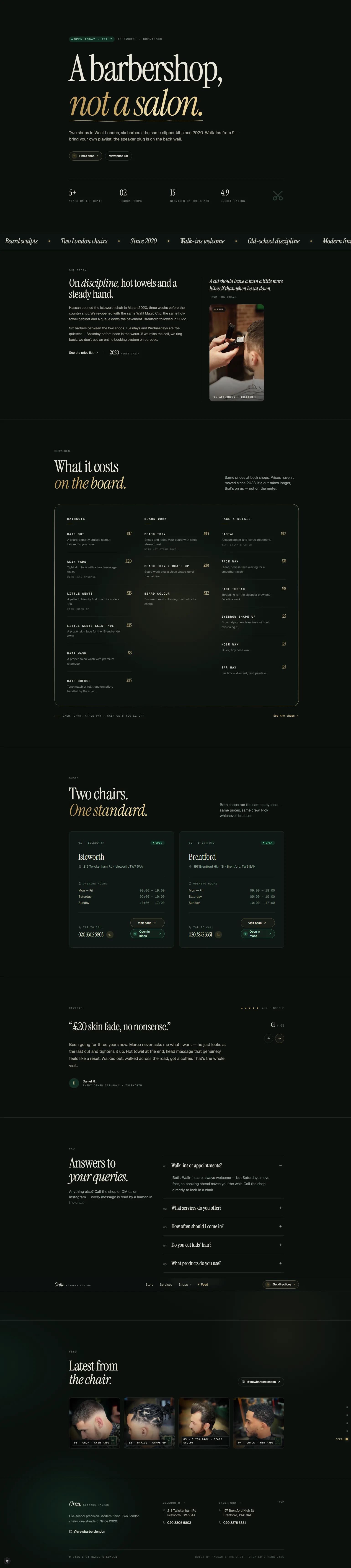 Crew Barbers — full website preview built by lyt.studio in London