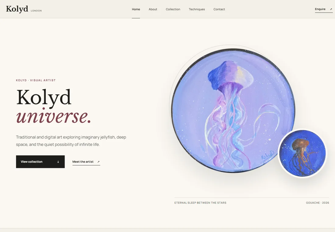 Kolyd Art Portfolio website preview
