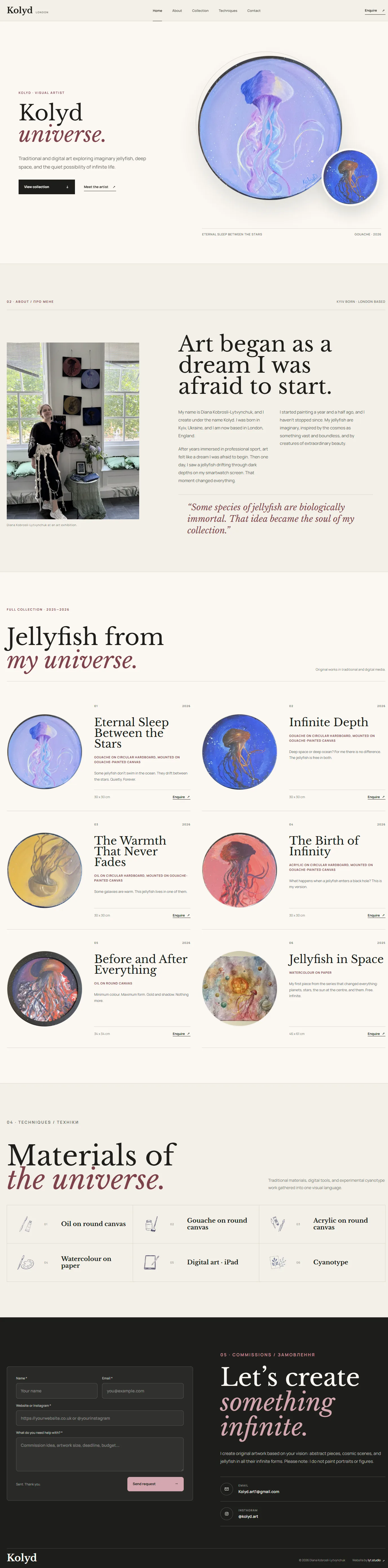 Kolyd Art Portfolio - full website preview