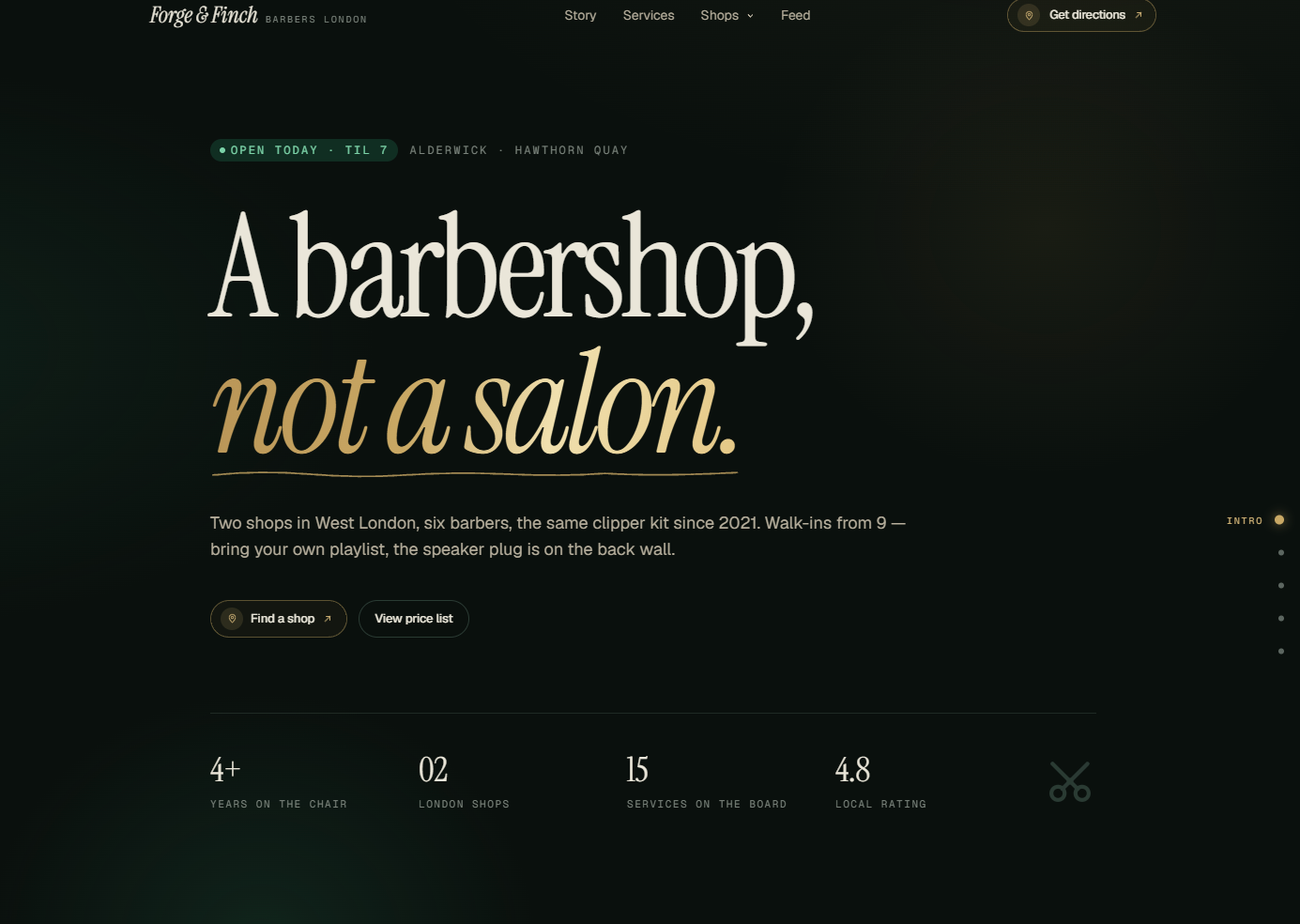 Forge & Finch Barbers website preview